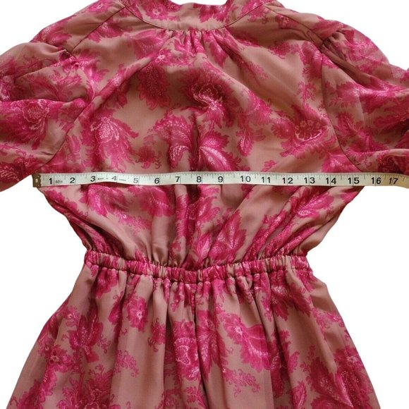 Haute Rogue Romper Womens XS Open Back Long Bell Sleeve Elastic Waist Tie Neck - Picture 3 of 10